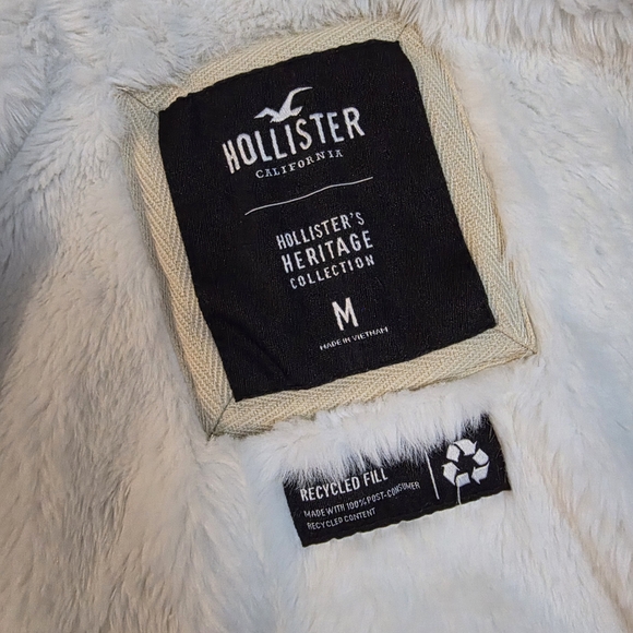 Y2K Navy Hollister Heritage Collection Faux Fur Lined Parka Jacket Faux Fur Hood - Picture 16 of 16